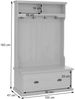 Garderobe HWC-P27, Flurgarderobe Holzgarderobe Sitzbank, 4 Haken Staufach Ablage Melamin 163x100x47cm ~ Walnuss-Optik Bild 3