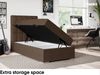 MEBLINI Boxspringbett LUKAS 80x200 cm mit Bettkasten - H3/Braun Webstoff Gepolstert Einzelbett mit Topper & Bonellfederkern-Matratze - 80x200 Links Bild 5