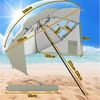 Clanmacy Sonnenschirm Strandschirm 210 cm UV50+ neigbar mit Spiral-Erdspieß, Beige, LxB: 210x230 cm, Stabiler knickbar/für Garten, Balkon, Terasse/Sonnenschutz UV50+ Bild 2