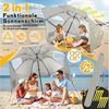 Clanmacy Sonnenschirm Strandschirm 210 cm UV50+ neigbar mit Spiral-Erdspieß, Beige, LxB: 210x230 cm, Stabiler knickbar/für Garten, Balkon, Terasse/Sonnenschutz UV50+ Bild 4
