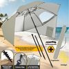 Clanmacy Sonnenschirm Strandschirm 210 cm UV50+ neigbar mit Spiral-Erdspieß, Beige, LxB: 210x230 cm, Stabiler knickbar/für Garten, Balkon, Terasse/Sonnenschutz UV50+ Bild 3
