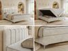 Doppelbett, Boxspringbett auf Metallbeinen, Bonell-Matrtazen und Topper, Polsterbett mit zwei Bettkästen, dekoratives Kopfteil - DRINEA - 180 x 200 cm - Hellbeige Velours - H4 Bild 2