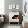 Roomart Pablo Mehrzweckschrank Weiß-Eiche mit Türen & Regalen – Aufbewahrungsschrank für Wohnzimmer, Schlafzimmer, Esszimmer & Büro – Modern, platzsparend & vielseitig einsetzbar • Weiß-Eiche Bild 2