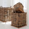 Dickes CL Rattan Korb CESTINO natural ca. 50cm Teakbodenplatte Pflanzkorb Griffe Bild 2