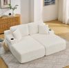 2-Sitzer Relax-Schlafsofa aus Kordstoff mit Magazintasche und Getränkehalter, 186 x 154 x 78 cm, beige Bild 2