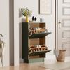 UEV Schuhschrank mit 2/3 Klappen schmal Schuhkommode mit Kippschutz Schuhregal (Packung, Schuhständeregal mit Drucktüröffner für Flur Eingang Platzsparend) Trennwände verstellbar und abnehmbar für verschiedene Schuhtypen Bild 3
