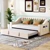 Ausziehbares Polsterbett 90/180×190 cm mit USB und Stauraum, Beige, ohne Matratze Bild 1