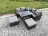 Fimous Gartenmöbelset 6-Sitzer Rattan Gartenmöbel im Freien Sofa Set mit 2 hohen Hockern Beistelltisch Dunkelgrau Gemischt Bild 2