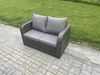 Fimous Gartenmöbelset 6-Sitzer Rattan Gartenmöbel im Freien Sofa Set mit 2 hohen Hockern Beistelltisch Dunkelgrau Gemischt Bild 4