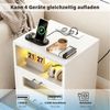 oyajia Nachtkommode Nachttisch mit einstellbarer LED-Beleuchtung, Steckdosen (1 St), Nachtschrank Beistelltisch mit 2 Schubladen und 1 offener Ablage Bild 2