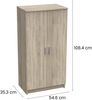 Dmora 2-türiger MehrzweckschrankAbram, Multifunktionale Möbel, Schuhschrank, Besenschrank, 55x35 h108 cm, Eiche Bild 3