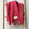 WoolOnly Wolldecke Plaid mit Fransen 130x180 cm, Herringbone Rot-natur Bild 3
