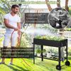 Metall Hochbeet mit Ablage & 2 Rollen & Haken & Griff Erhöhtes Gartenbeet Pflanzkasten Schwarz Bild 5