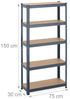 Relaxdays Schwerlastregal, Stahl / Kunststoff, Anthrazit, Braun, 150 x 30 x 75 cm Bild 5