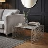 Couchtisch Aluminium Silber 60cm Quadratischer Sofatisch Metall - Wohnzimmertisch Alu modern mit Muster - Design Tisch niedrig - Loungetisch Beistelltisch Handmade Bild 3