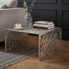 Couchtisch Aluminium Silber 60cm Quadratischer Sofatisch Metall - Wohnzimmertisch Alu modern mit Muster - Design Tisch niedrig - Loungetisch Beistelltisch Handmade Bild 2