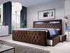 Boxspringbett Menzogna mit LED und Stauraum (2 Schubladen) 140x200 Braun H2 (bis 70kg) Bild 2