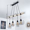 »Fornacelle« 4-flammige Hängelampe aus Metall und Holz in Schwarz/Natur, Modernes Design mit schirmen in Gitter-Optik, Höhe der Leuchtköpfe beliebig verstellbar, 4 x E27 max. 60 Watt Bild 5
