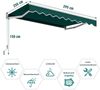 3 x 2,5 m Gelenkarmmarkise Sonnenmarkise Balkonmarkise Terrassenmarkise Klemmmarkise mit UV- und wasserbeständigem Material Grün Bild 2