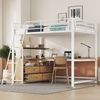 Hochbett 140×200 cm mit L-förmigem Schreibtisch und Stauraum, Weiß, ohne Matratze Bild 4