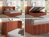 Polsterbett GOLETTA CLASSIC 140 x 200 cm mit gepolstertem Kopfteil, stabilem Bettrahmen, Lattenrost und Bettkasten mit Gasdruckfedern, Doppelbett, zeitloses Design Multipocket Matratze Matratze - Orange Plüsch - ELORI LUX Bild 2
