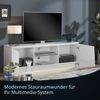 KHG TV-Lowboard mit 2 Türen & 2 offenen Fächern, TV-Bank mit LED-Beleuchtung aus weißem Hochglanz-Holzwerkstoff foliert, Fernsehtisch im modernen Look - 168 x 57 x 40 cm (B/H/T) Bild 4