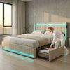 Simurq Polsterbett 180x200 cm Doppelbett mit LED Beleuchtung und Ladefunktion (LED, Ladestation, in 2 Größen verfügbar), Jugendbett 4 Schubladen Stauraumbett Bild 2