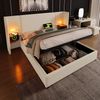 Polsterbett mit Stauraum & Ladefunktion,Bett 160x200 cm mit Touch-Leselampe,USB/Type-C Ports & Regal,beige Bild 5