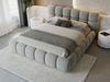 GRAINGOLD Modo Polsterbett 160x200, Doppelbett mit Kopfteil, groß Stauraum, Velour-Stoff, Hellgrau Bild 4