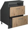 Küchenschrank für Dachschrägen R-Line Artisan-Eiche 60 cm mit 2 Schubladen, Schrankkorpus 60 cm Tiefe Vicco Bild 3