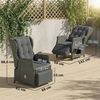 Outsunny Gartenliege Gartenstuhl mit verstellbarer Rückenlehne und schützenden Fußstütze, Gartenstuhl, 1 St, Rattanstuhl mit Klapptisch, 81 x 58 x 98,5 cm Dunkelgrau Bild 3