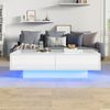 Merax Moderner Hochglanz Couchtisch in Weiß, 115 x 55 x 34 cm, mit 2 Schubladen, LED-Beleuchtung und 30 kg Tragkraft – Eleganter Wohnzimmertisch Bild 2