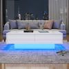 Merax Moderner Hochglanz Couchtisch in Weiß, 115 x 55 x 34 cm, mit 2 Schubladen, LED-Beleuchtung und 30 kg Tragkraft – Eleganter Wohnzimmertisch Bild 3