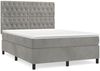 vidaXL Boxspringbett mit Matratze Hellgrau 140x190 cm Samt 3143199 Bild 2