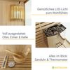 Artsauna Saunakabine Espoo200 Premium mit Saunaofen – 5 Personen – Hemlock Holz, Glasfront und LED Licht – Inkl. Thermometer & Sanduhr – Komplett Set Bild 5