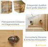 Artsauna Saunakabine Espoo200 Premium mit Saunaofen – 5 Personen – Hemlock Holz, Glasfront und LED Licht – Inkl. Thermometer & Sanduhr – Komplett Set Bild 4