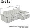 STILVORA Schlafsofa 3-Sitzer Sofa mit Fußhocker Ecksofa Chaiselongue für Büro & Wohnzimmer, Cloud-Kombinationssofa mit L-Liegestühlen und tiefen Sitzplätzen, Modulares Sofa Hochelastischer Schwamm, Bequeme Algenvelours-stoff Bild 4