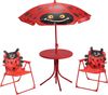 Koopman Garten-Kindersitzgruppe Sitzgruppe Strandstuhl Strandschirm Tisch Kindermöbel 4tlg, (Set, 4-tlg, Packung), Marienkäfer-Design, Faltstuhl, Rot / Schwarz, Kinder, Outdoor Bild 2