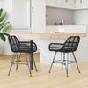 vidaXL Esszimmerstuhl 2 pcs Rattan und Eisen Schwarz 55 x 50 x 74 cm 42011557 Bild 3