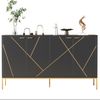 Sideboard mit Metallfüßen & verstellbaren Einlegeböden, 150 x 40 x 80 cm, Schwarz mit Goldfarbenen Details Bild 4