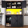 Küchen-Highboard 115 cm mit LED, Stauraum, Schubladen, Schiebetüren, verstellbaren Böden, modernem Vintage-Design,Schwarz Bild 4
