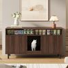 Schrank mit Doppel-Türen, Rippen-Design, Fangmatten, Mehrzonen-Lagerung, Platz für 2 Katzenstreukästen,Walnuss Bild 3