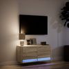 TV-Wandschrank, Fernsehschrank mit LED-Beleuchtung Sonoma-Eiche 80 x 31 x 38 cm Bild 5