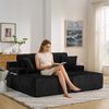 2-Sitzer Schlafsofa H 78 x T 186 x B 154 cm aus Kordstoff in Schwarz mit Seitentasche und Getränkehalter Bild 4