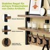QUBEBU Wandgarderobe Wandgarderobe mit 2 Ablage, Wandregal mit 10 Haken Hängeregal bis 10kg (Kleiderhaken Wand - Wandgarderobe für Flure, Garderoben, Schlafzimmer, 1 St, Garderobenhaken, 41.5 x 11.5 x 28.5 cm (L x B x H), Garderobenleiste für Jacken, M... Bild 4