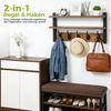 QUBEBU Wandgarderobe Wandgarderobe mit 2 Ablage, Wandregal mit 10 Haken Hängeregal bis 10kg (Kleiderhaken Wand - Wandgarderobe für Flure, Garderoben, Schlafzimmer, 1 St, Garderobenhaken, 41.5 x 11.5 x 28.5 cm (L x B x H), Garderobenleiste für Jacken, M... Bild 3