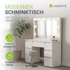 Juskys Schminktisch Lilia mit LED-Beleuchtung & Hocker Tonia, 7 Schubladen, stufenlos dimmbar, 3 Farbtemperaturen, Stauraum, elegantes Design – Weiß Bild 2