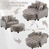 Multifunktionales Sofa, 2-in-4 Sofa-Bett mit Aufbewahrungs-Hocker atmungsaktiver Stoff für kleine Räume, Stoff und Eukalyptusholz, Black, Bild 3