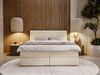 GRAINGOLD Marbella Doppelbett 200x200,Boxspringbett mit Kopfteil und Bettkästen, Velour-Stoff, Beige Bild 3