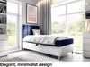 MEBLINI Kinderbett mit Bettkasten MAYA 1 80x200 Links – H3/Blau Samt Gepolstert Einzelbett mit Matratze - Polsterbett mit Stauraum - Bett mit Kopfteil – Stauraumbett Bild 2